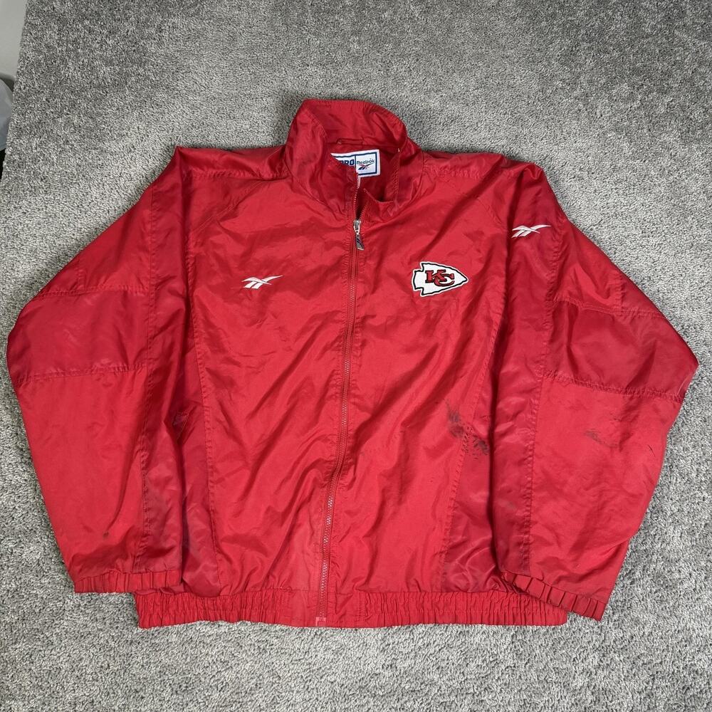 Vintage Kansas City Chiefs Pro Line Jacket Mens 2XL Red NFL Reebok Windbreaker